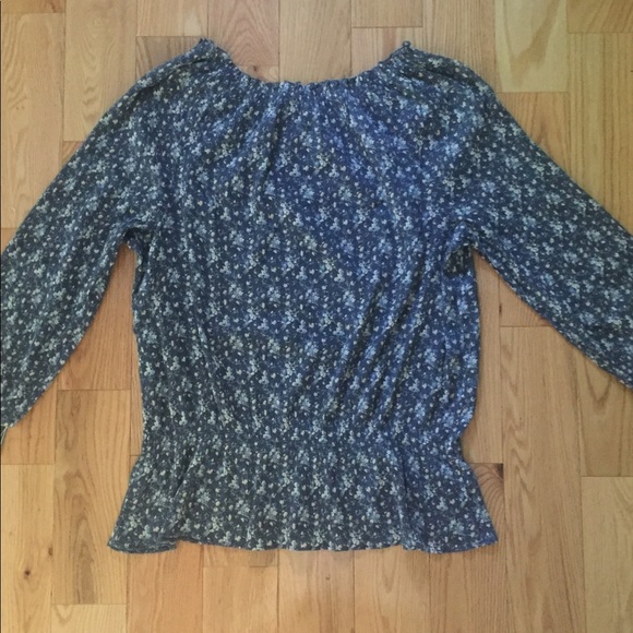 NWT LRL Lauren Jeans Co. Blue Print Peasant Blouse - Picture 4 of 4